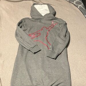 Girls Jordan Gray sweatshirt dress with fleece lined Hoodie